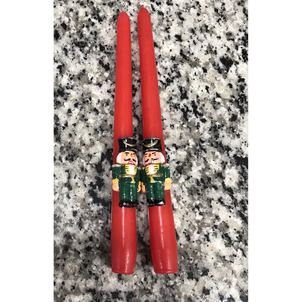 Vintage Christmas Nutcracker Taper 10" Candles Set of 2